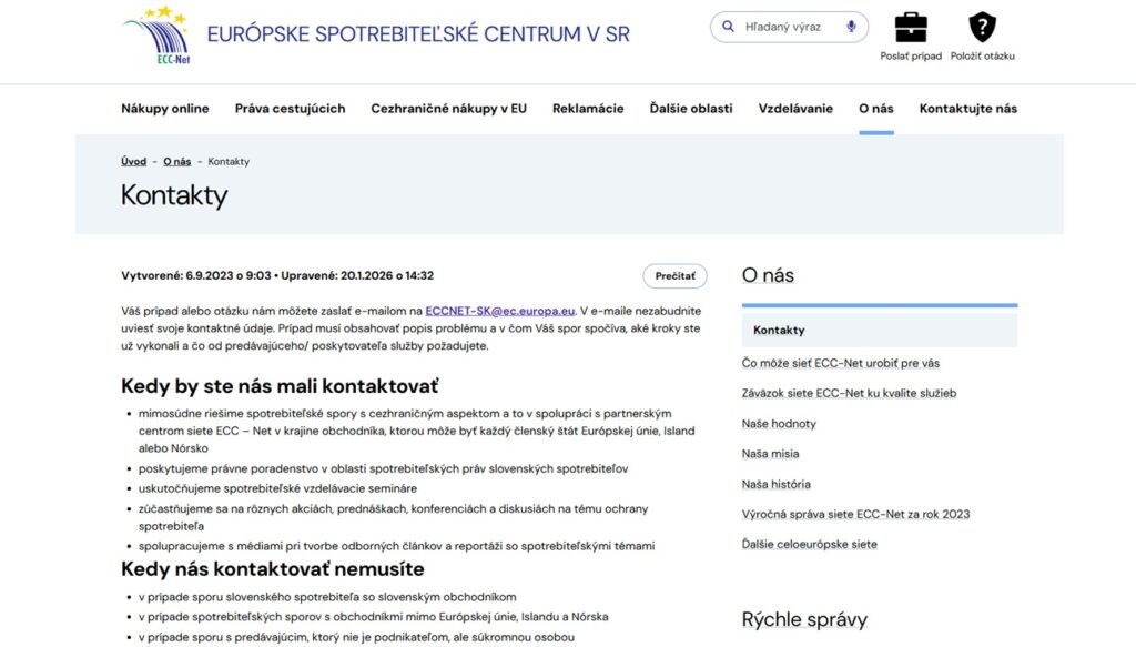 vzor reklamačného listu e-shop